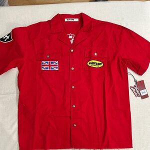 Red Men's Casual Button Down Shirt